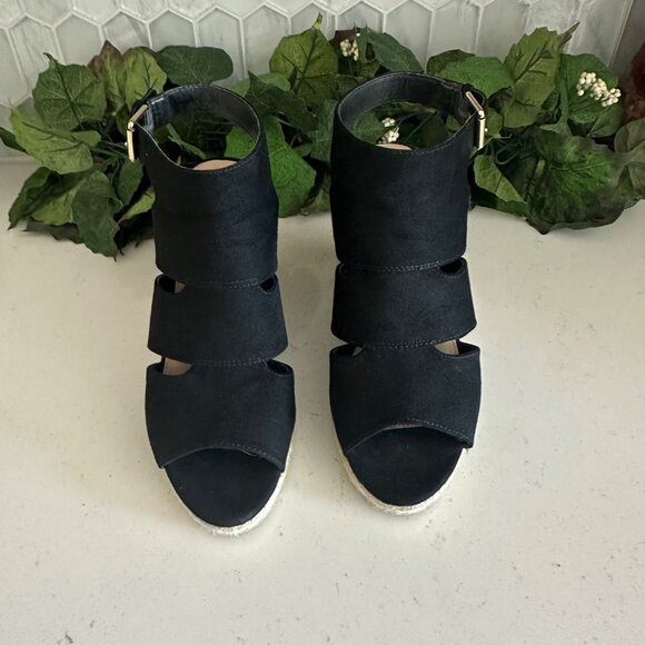 Apt.9 Womens Black Wedge Sandals Size 8 Medium - Picture 1 of 7